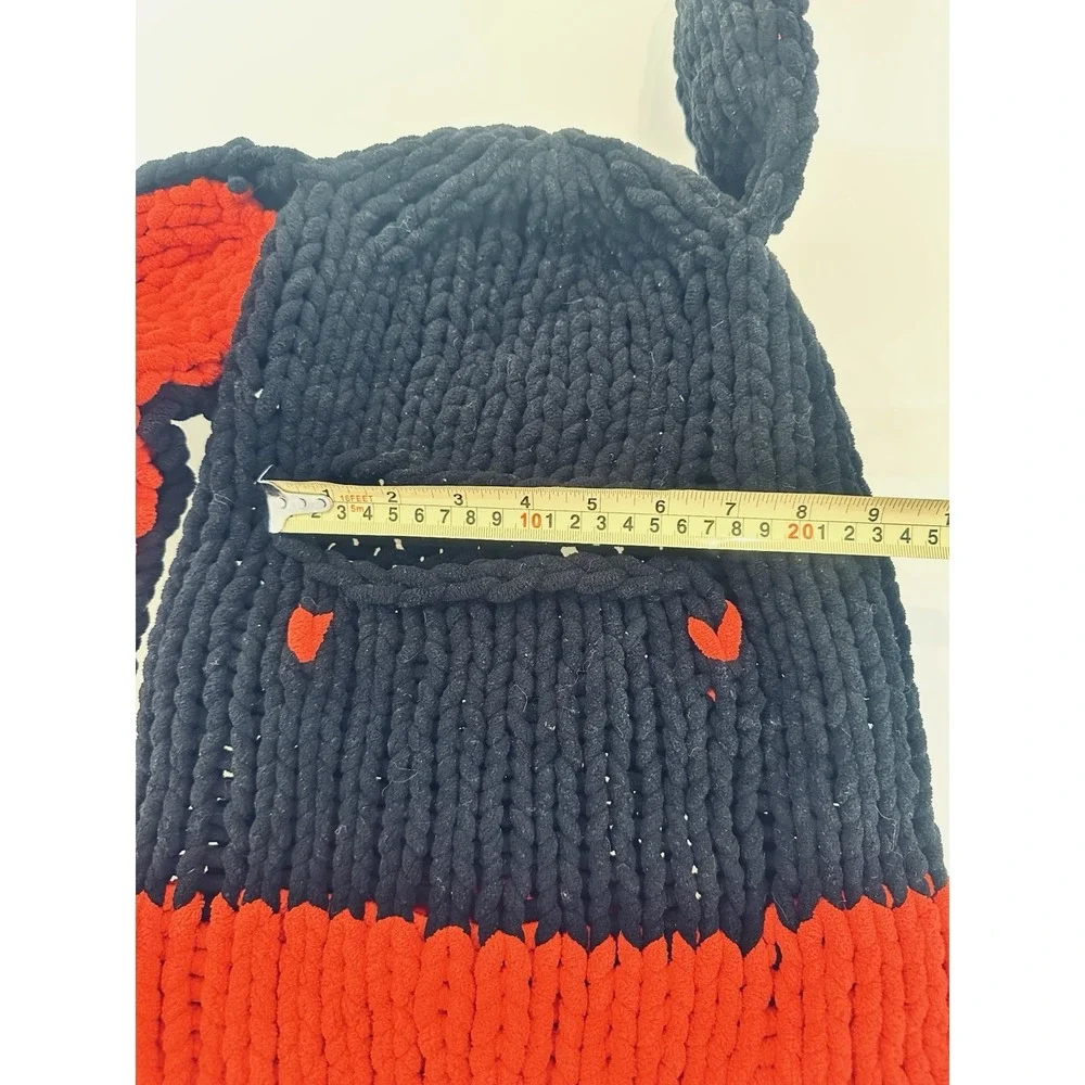 Knitted Fluffy Winter Warm Hat with Long Rabbit Ears Beanie Cute Handmade